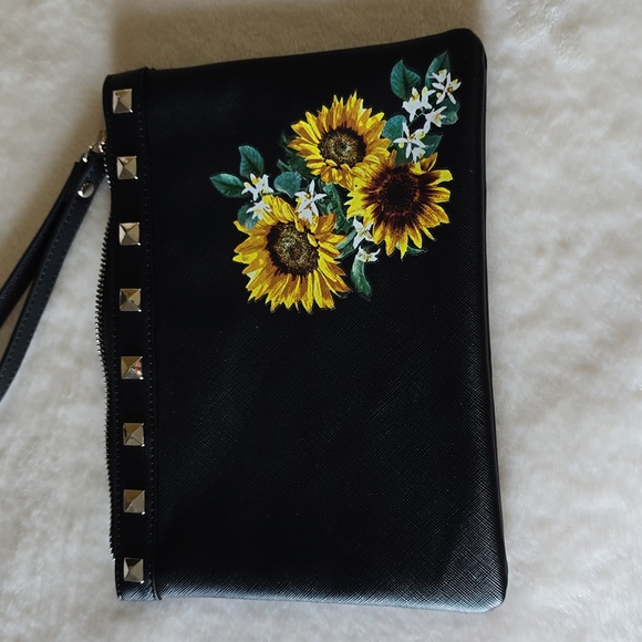 White House Black Market Sunflower Pouch Wristlet - Picture 2 of 11
